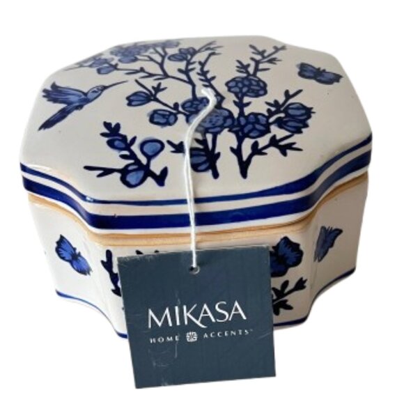NEW Mikasa Chinoiserie Blue and White Porcelain Trinket Box- Large - Picture 8 of 15
